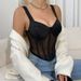 Lace Camisole Push Up Fishbone Bra See Through Mesh Wrap Corset Underwire Waist For Women Hot Girl_ecoleips.com