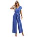 Diyun European American Short-sleeved Foreign Trade Solid Color Jumpsuit For Women 2026, Elegant And Casual,_ecoleips.com