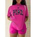 M3111P41 Code Cross-Border European And American Women's Clothing Independent Station T-Shirt Shorts Sports Set_ecoleips.com