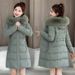 Women’s Plus Size Winter Coat – Korean Style Hooded Jacket, Faux Fur Collar, Drawstring Waist, Warm & Slimming_ecoleips.com