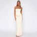 Women's High End Satin Strapless Tie Back Corset Bone Bodycon Pencil Long Maxi Dress_ecoleips.com