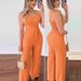 European And American Cross-Border Sexy Backless Set Wide-Leg Women Camisole Vest Solid Color Straight-Leg Pants_ecoleips.com