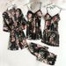 Women's Clothing printed ladies sling sleeping loose comfortable lace five piece home clothes underwear nightgown_ecoleips.com