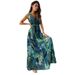 Summer Floral Print Backless Sleeveless Dress With V-Neck For Women, Elegant And Stylish_ecoleips.com