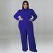 Plus Size Women's Jumpsuit Solid Color Long Sleeve Fashionable With Bow Clothing_ecoleips.com