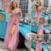 Women's Clothing Elegant Banquet Elegant Sleeveless Slit Sequin Evening Dress With Sheer Tulle Skirt - V-Neck Princess Gown For Banquet & Party_ecoleips.com