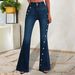 Women's Button Down Flared Jeans European American Style Micro Flared Denim Jeans For Ladies_ecoleips.com