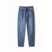 Women's Clothing Super League Classic Bi Entry Stretch Daddy Pants Cotton Retro Slim Trousers High Waist Loose Straight Jeans_ecoleips.com