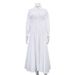 Stylish Single Breasted Pleated Design Shirt Dress Long Sleeve Lapel Collar High Waist Elegant White Maxi Women's Autumn Style_ecoleips.com