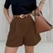 Women's Clothing Ladies' Fashion Temperament Solid Color Loose Straight Casual Shorts_ecoleips.com