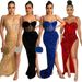 Women's Clothing sexy suspender waist waist see-through high slit leaking backpack hip dress_ecoleips.com