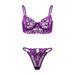 Aria Basics European American Women's Lingerie Set, Lace Embroidered High-end Underwire Bra And Triangle Panties, Sexy See-through_ecoleips.com