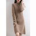 Aria Basics Aria Basics Women's Mid-length, Semi-high Collar, Thick Knitted Cashmere Sweater Dress, Elegant Slim-fitting, European And American_ecoleips.com