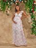 European And American Women's Fashion Cross-Border New Sexy Floral Backless Deep V-Neck Maternity Dress_ecoleips.com