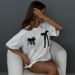 CGC Simple Style Casual Versatile Bow Short-Sleeved T-shirt For Women O-Neck Korean Fashion Female Clothing Y2k Tees Loose Tops_ecoleips.com