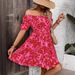 New Casual Off-Shoulder Cross-Border Short-Sleeve Loose Floral Printed Dress_ecoleips.com
