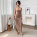 Elegant & Sexy High-Waisted Bodycon Dress For Women - Stretchy Long Dress With Slit, Sleeveless & Backless Design Flattering Peach Butt Lifting Effect_ecoleips.com