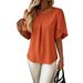 Flutter Sleeve Blouse For Women - Flattering Casual Shirt With Round Neck, Lightweight Polyester Top In Soft Colors_ecoleips.com