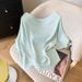 Summer New Style Women's off the Shoulder T-Shirt Batwing Sleeve Ice Silk Knitwear Top Collbone T-Shirt Bulk Order 2026_ecoleips.com