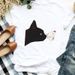 European And American Cross-border Foreign Trade Clothing Animal Paw Print Round Neck Printed Women's Short-sleeve_ecoleips.com