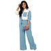 L524 European And American Women's Clothing Autumn Winter Color Block Pocket Casual Shirt Two-Piece Set_ecoleips.com