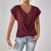 2025 Popular Solid Color V-neck T-shirt Elegant Short-sleeved Top Spring And Summer Women's Clothing_ecoleips.com