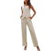 Tailored Stretch Vest & Trousers Set (Beige/Lavender, S-Xxl) – Office Chic With Comfort, Polyester-Spandex Blend, Lightweight Suiting_ecoleips.com