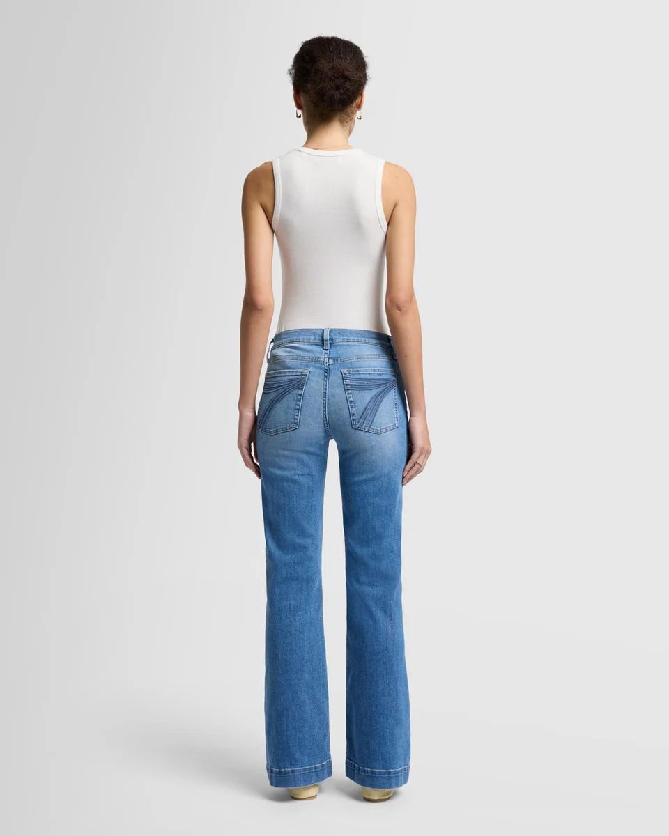 Women's Clothing Stretch Mid Rise Flared Jeans Plus Size Stretchy Mid_ecoleips.com