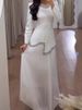 Women's Casual Long Sleeve Draped Gowns Dress Elegant Hight Waist Solid Long Party Dresses Sequin Splicing V-neck Banquet Dress_ecoleips.com