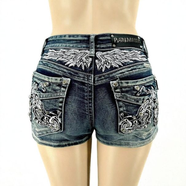 Y2k Baggy Jeans For Women – Low-Rise Distressed Denim With Cross Embroidery & Flared Hem (Vintage Blue)_ecoleips.com