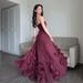 Women's Strapless Belted Pleated 3D Floral Flowy Maxi Dress – Elegant Party Evening Gown 2026_ecoleips.com