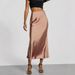 Luxury Satin High-Waist Midi Skirt - Elegant Bodycon Pencil Skirt With Metallic Sheen, Office To Evening Slim Fit Stretch-Free Polyester_ecoleips.com