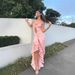 Women's Hollow Mesh Lace Long Dress Summer New Irregular Suspender Dress_ecoleips.com