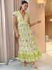 Women's Sexy Fashion Linen Ruffled Maxi Dress Long Elegant Gown for Women Casual Comfortable Summer Dress_ecoleips.com