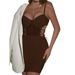 Cross-border Sexy And Hot Hollowed-out Cross-tie Underwire Fishbone Slim-fit Ruched Bodycon Dress A1195_ecoleips.com