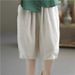 Suitable For All Seasons Women's Versatile Wide-Leg 100kg Youthful Fashionable Linen Ethnic Style Elastic Waist Mid-Length Pants_ecoleips.com
