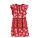 European American Style Women's Floral Polka Dot Casual Dress With Flutter Sleeves, Ruffles, And Printed Midi Length_ecoleips.com