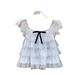 Sweet Bow Multi Layered Mesh Shirt Korean Style Women's Fashionable Youthful Short Sleeved Top_ecoleips.com