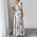 Women's Summer Skirt Set Square Neck Printed Export European American Short Sleeved Clothing_ecoleips.com