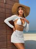 Women's Sexy Solid Color Four Piece Beach Bikini Cover Up Style Swimwear_ecoleips.com