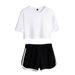 Women's Clothing Summer Dance Costume Set Navel Exposed Short Sleeved T Shirt Solid Color Shorts Set_ecoleips.com
