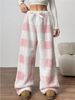A Pair Of Women's Spring, Autumn And Winter Pajamas, Loose, Casual Checked Pants, Fleece And Thickened Pants, And Home Wear_ecoleips.com