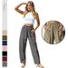 Women's Cotton Linen Casual Pants Elastic Waist Banana Style Work Baggy Trousers European American Fashion Vacation Wear_ecoleips.com