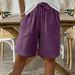 Women's Clothing New Women's Summer Cotton And Linen Solid Color Strap Loose Casual Shorts_ecoleips.com
