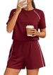 Women's Summer Shorts Set – Stretchy Round-Neck Top & Pocket Shorts (Black/Navy/6 Colors) – Gym, Running & Casual Outfits_ecoleips.com