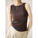 Made With High-quality Materials, High-elastic Ribbed Cotton, Wide Shoulder Straps, Sleeveless Tank Top Women, 2025_ecoleips.com