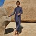 Women's Clothing Swimsuit Two Piece Conservative Beach Surfing Sun Protection Swimsuit Solid Color Long Sleeves And Long Pants Full Surround Swimsuit_ecoleips.com