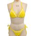 Solid Color Two Piece Bikini European American Style White With Lace Trim Halter Neck Sexy Swimwear For Women_ecoleips.com