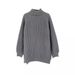 Chunky Knit Sweater Women High Neck Long Sleeve Split Hem Pullover Winter Casual Comfortable Tops_ecoleips.com