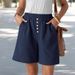 2025s 2025 New Summer Women's Casual Loose Pocket Cotton Linen Shorts_ecoleips.com